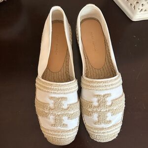 NWT - Tory Burch Double T Espadrille - Canvas/White Size 8
